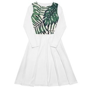 All-over print long sleeve midi dress