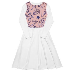 All-over print long sleeve midi dress