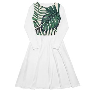 All-over print long sleeve midi dress