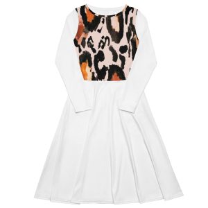 All-over print long sleeve midi dress