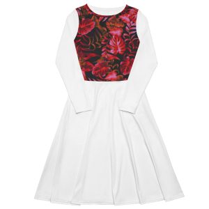 All-over print long sleeve midi dress