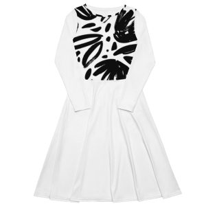 All-over print long sleeve midi dress