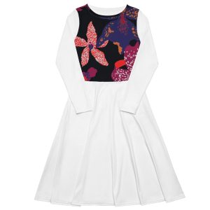 All-over print long sleeve midi dress