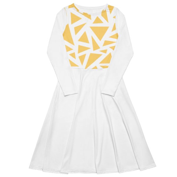 All-over print long sleeve midi dress