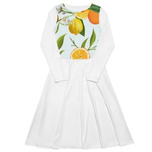 All-over print long sleeve midi dress