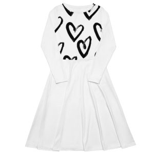 All-over print long sleeve midi dress