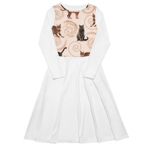 All-over print long sleeve midi dress