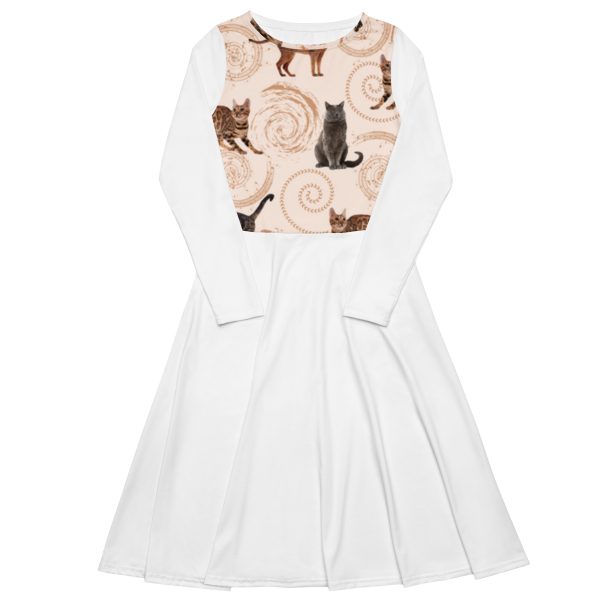 All-over print long sleeve midi dress