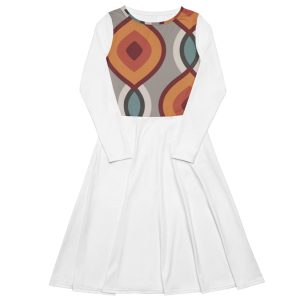 All-over print long sleeve midi dress