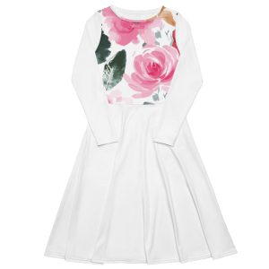 All-over print long sleeve midi dress