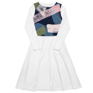 All-over print long sleeve midi dress