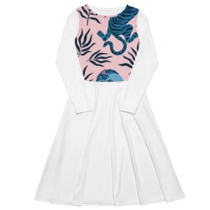 All-over print long sleeve midi dress