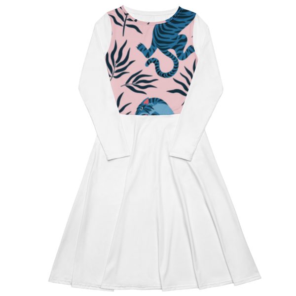 All-over print long sleeve midi dress