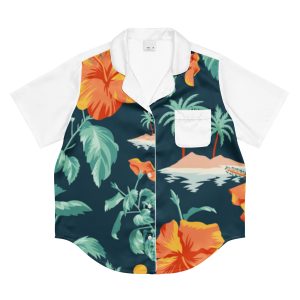 All-over print women’s short sleeve pajama top